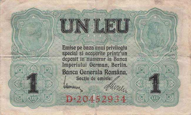 Rumänien 1 Leu ro.474b 1917